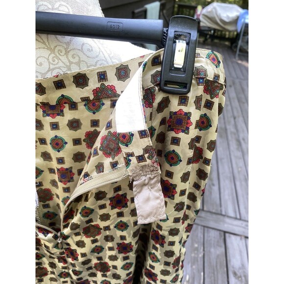 VTG San Andre NY Paris Midi Skirt Sz 10 M Jacquard Geo Baroque 80s Boho Flowy - Picture 8 of 16